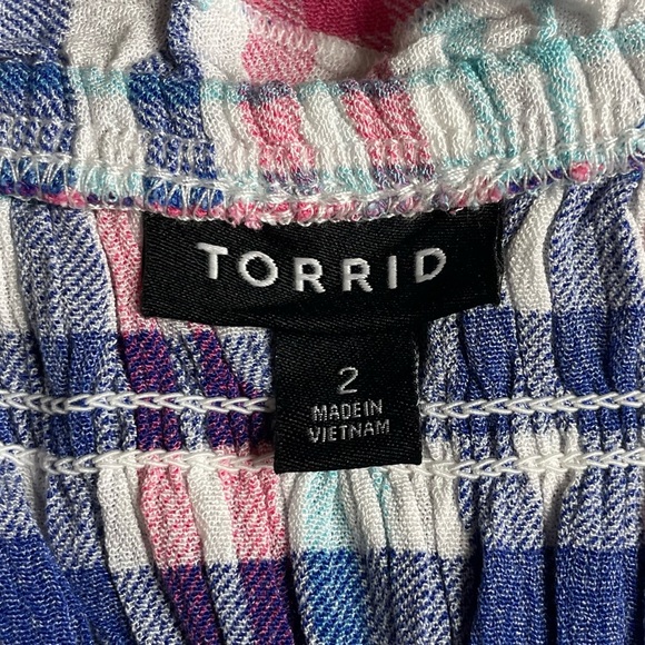 Torrid 2 plaid smocked ruffled top - Picture 6 of 8
